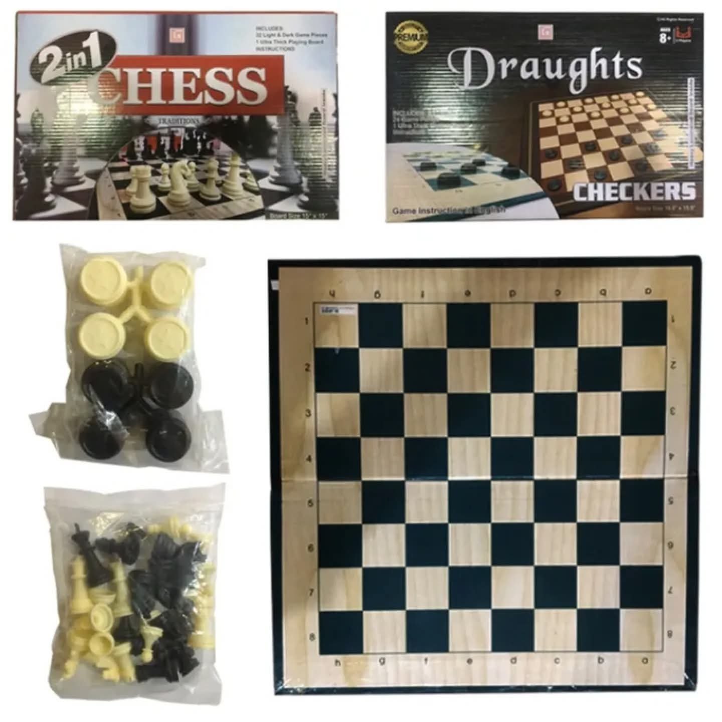 2-in-1 Chess & Draughts – Classic Board Game