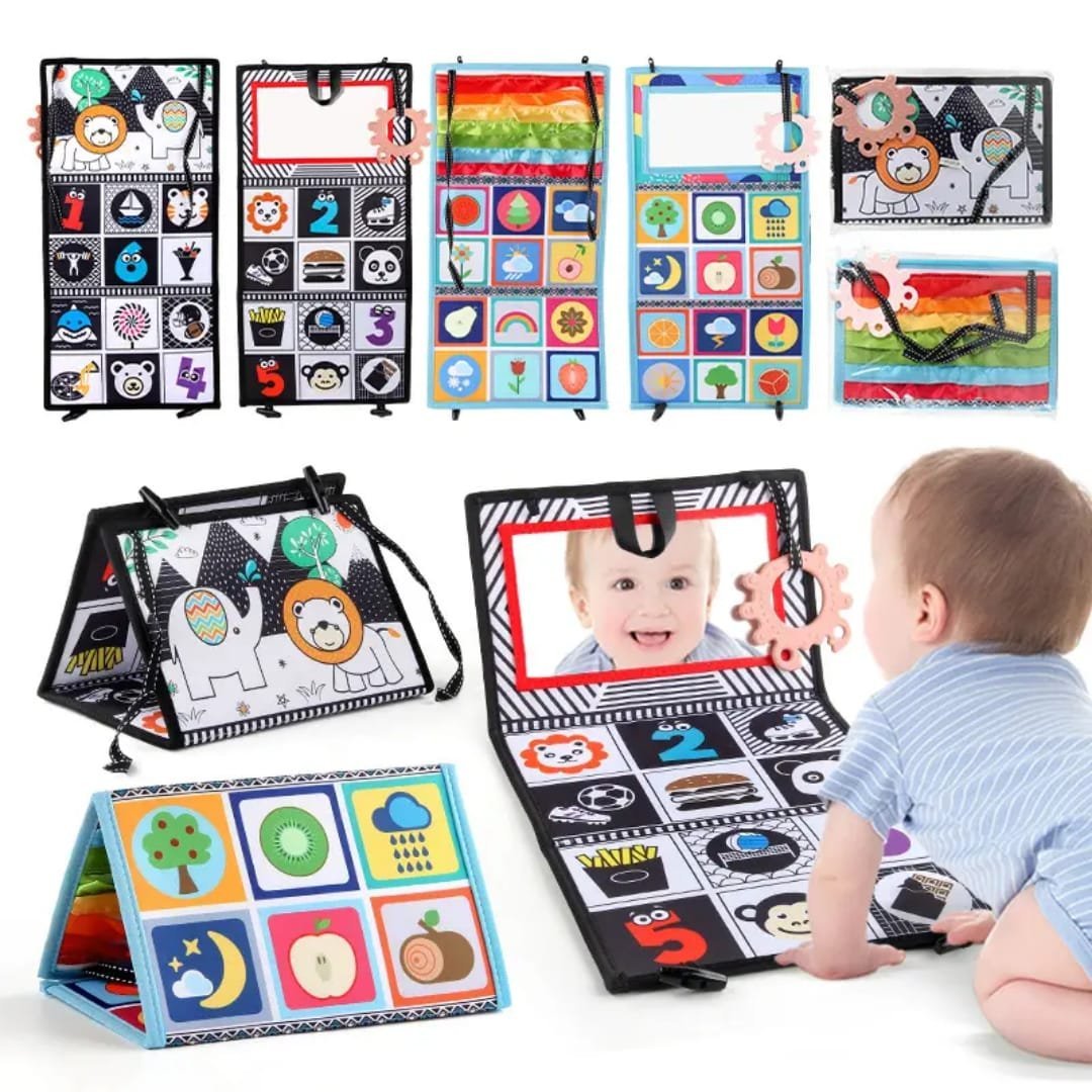 Tummy Time Mirror sensory Cloth book